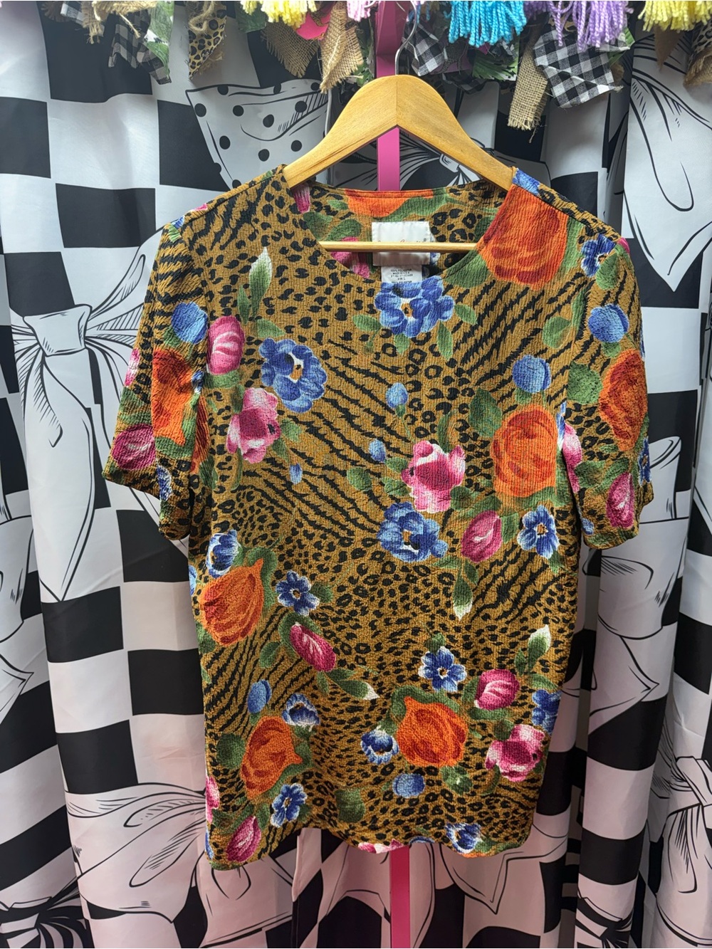 Bobbie Brooks Vintage Blouse featuring a vibrant, crinkled texture